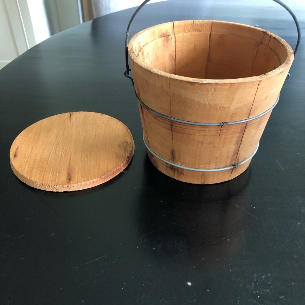 Antique Vintage Firkin Wooden Bucket with Handle - Picture 3 of 9